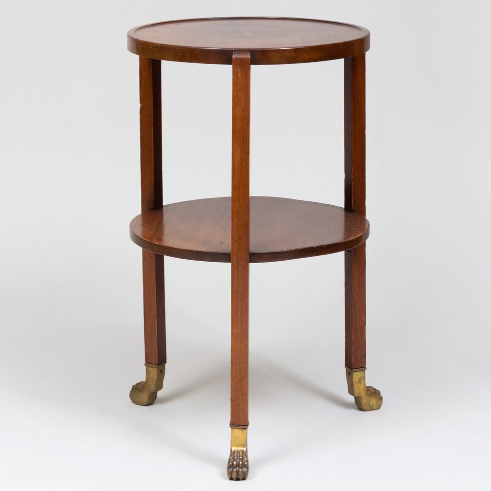 Appraisal: Modern Brass-Mounted Mahogany Two Tiered Side Table x in diam