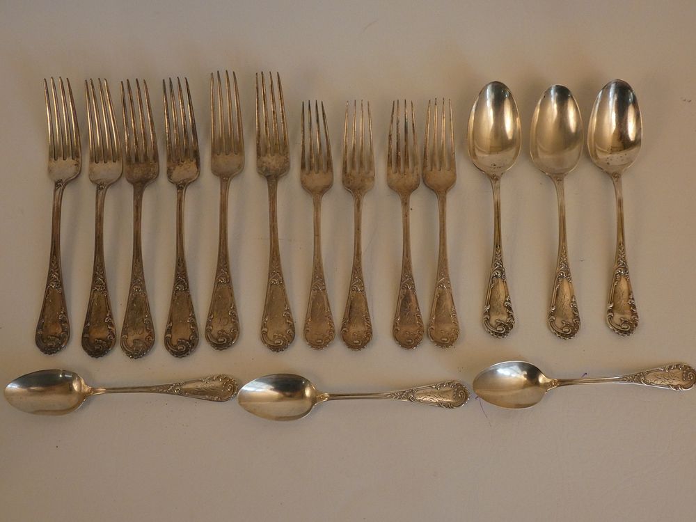 Appraisal: PCS STERLING FLATWARE Lot fancy sterling silver flatware including partial