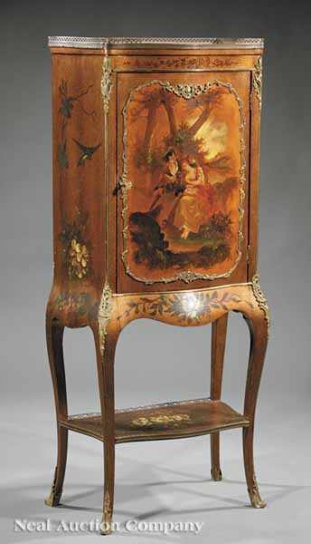 Appraisal: A Louis XV-Style Vernis Martin and Bronze-Mounted Music Cabinet early