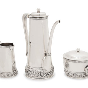 Appraisal: A Tiffany and Co Silver Three-Piece Coffee Service New York