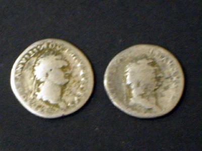 Appraisal: TWO DOMITIAN AS CAESAR DENARII with Vesta enthroned and wolf