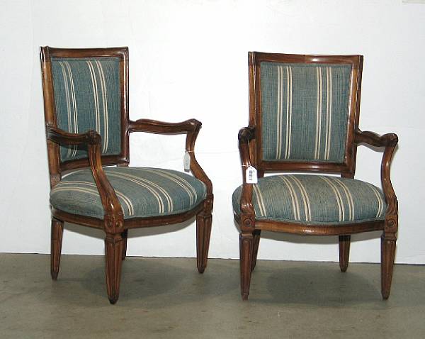 Appraisal: A pair of Italian Neoclassical walnut armchairs late th century