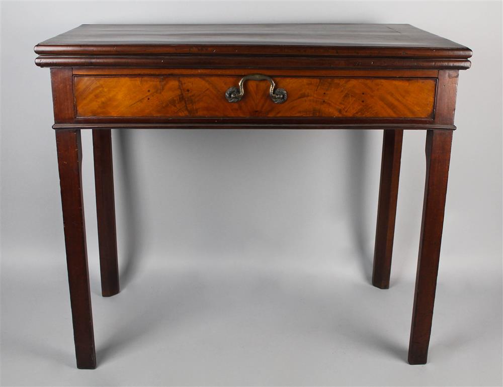 Appraisal: GEORGIAN MAHOGANY CARD TABLE having a rectangular hinged top with