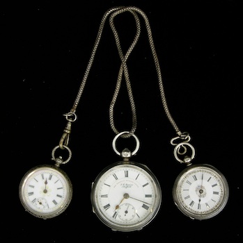 Appraisal: A Group of Three Antique Silver Pocket Watches English and