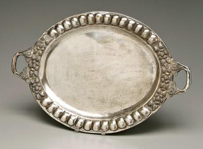 Appraisal: Mexican sterling tray oval with two handles floral decoration signed