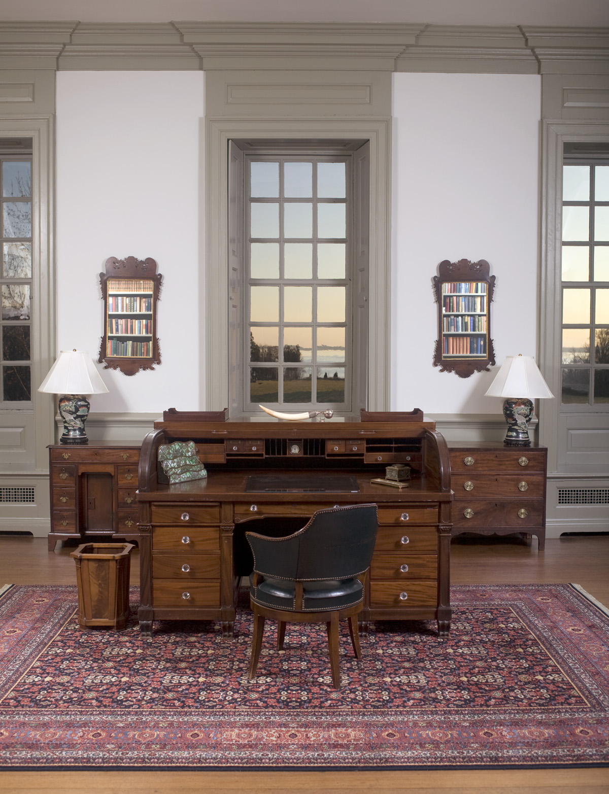 Appraisal: MAHOGANY TAMBOUR ROLL TOP DESK Height inches width inches depth