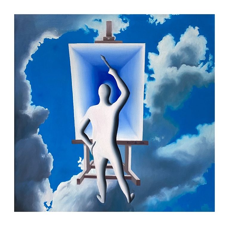 Appraisal: Kalav Mark Kostabi Acrylic on Canvas Painting Kalav Mark Kostabi