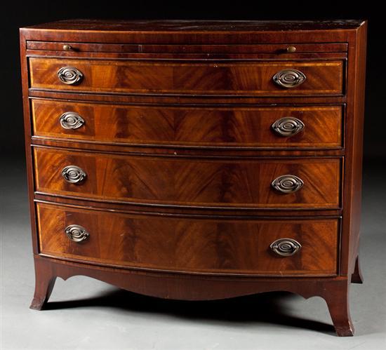 Appraisal: Federal style inlaid mahogany bow-front chest of drawers probably Baker