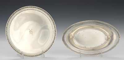 Appraisal: A Sterling Silver Cake Plate and Oval Bowl Including a