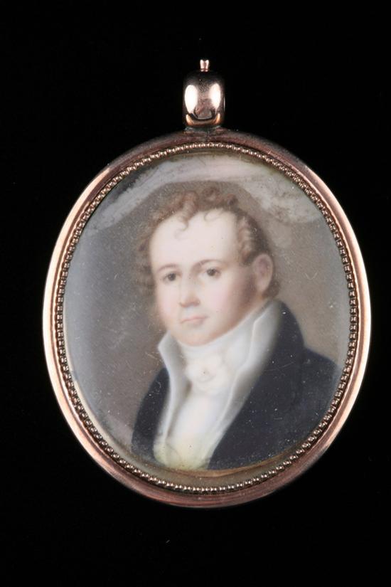 Appraisal: K YELLOW GOLD AND IVORY MINIATURE PORTRAIT PENDANT Early th