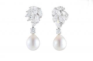 Appraisal: A Pair s Pearl and Diamond Earrings Comprised of mixed-cut