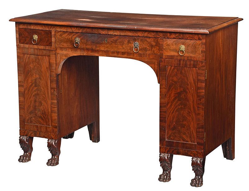 Appraisal: Extremely Rare Figured Mahogany Table Desk attributed to the shop