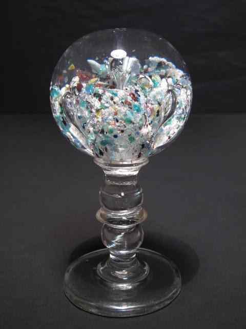 Appraisal: St Louis art glass newel post shaped paperweight Mica floral