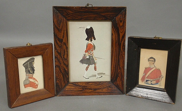 Appraisal: - Three small watercolor paintings of British soldiers incl a