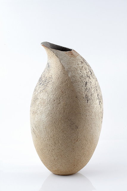 Appraisal: Betty Blandino British - Vesselcoiled with pulled asymmetrical rimimpressed potter's