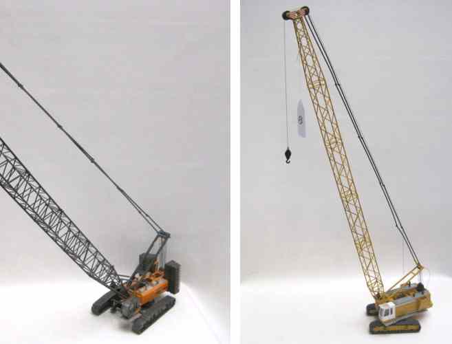 Appraisal: TWO DIECAST SCALE MODEL TRACK CRANES Sennebogen model '' overall