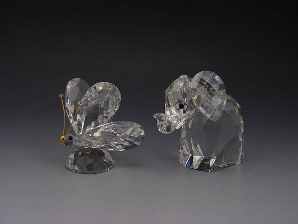 Appraisal: SWAROVSKI CRYSTAL ELEPHANT BUTTERFLY Large Elephant with flexible metal tail