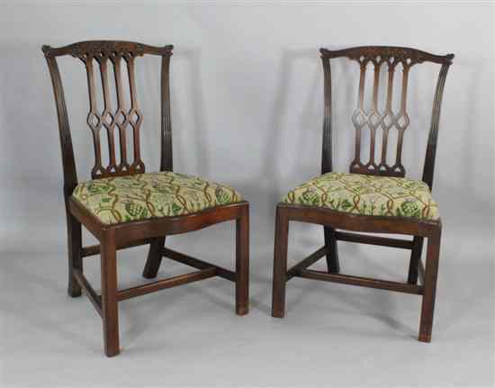 Appraisal: A set of four George III mahogany dining chairs with