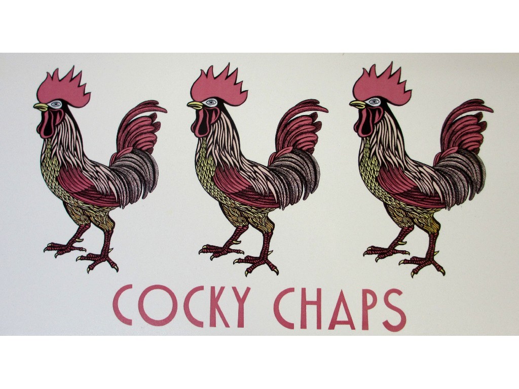 Appraisal: ALASDAIR GRAY b NICHOL WHEATLEY b COCKY CHAPS Porcelain tile