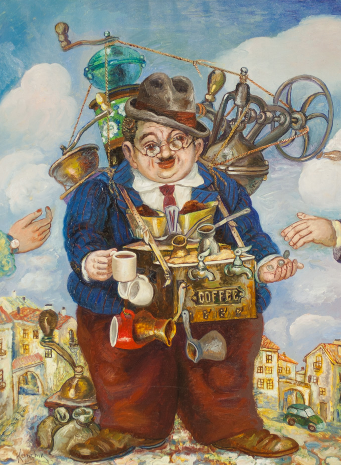 Appraisal: ALEXANDER KANCHIK OIL ON CANVAS Russia born Coffee Salesman Image