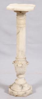 Appraisal: WHITE MARBLE PEDESTAL WHITE MARBLE PEDESTAL H Having a square