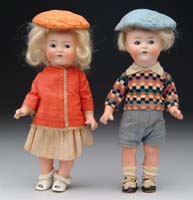 Appraisal: ADORABLE BOY GIRL PAIR OF HEUBACH KOPPELSDORF GOOGLY EYED DOLLS