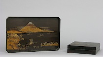 Appraisal: Japanese Black Lacquer Tray and a Document Box Black lacquered