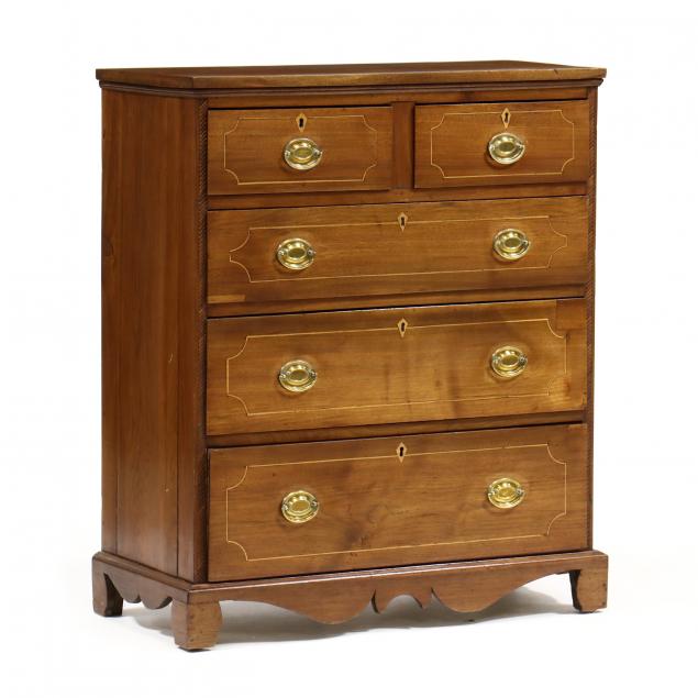 Appraisal: CUSTOM SOUTHERN FEDERAL STYLE INLAID WALNUT CHEST OF DRAWERS th