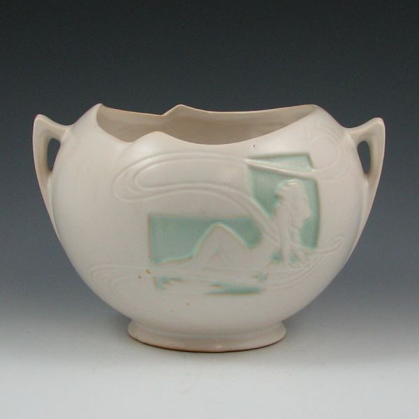 Appraisal: Roseville Silhouette vase in white with nudes highlighted in green