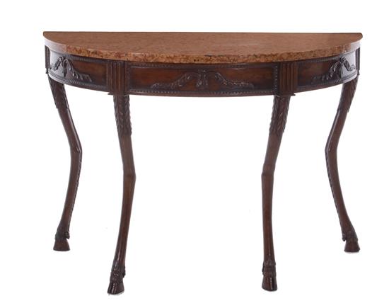 Appraisal: Empire fruitwood and marbletop console table Northern European first quarter