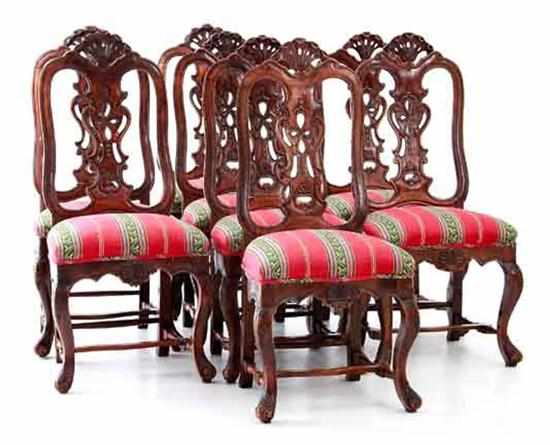 Appraisal: Set of eight Queen Anne style carved walnut dining chairs