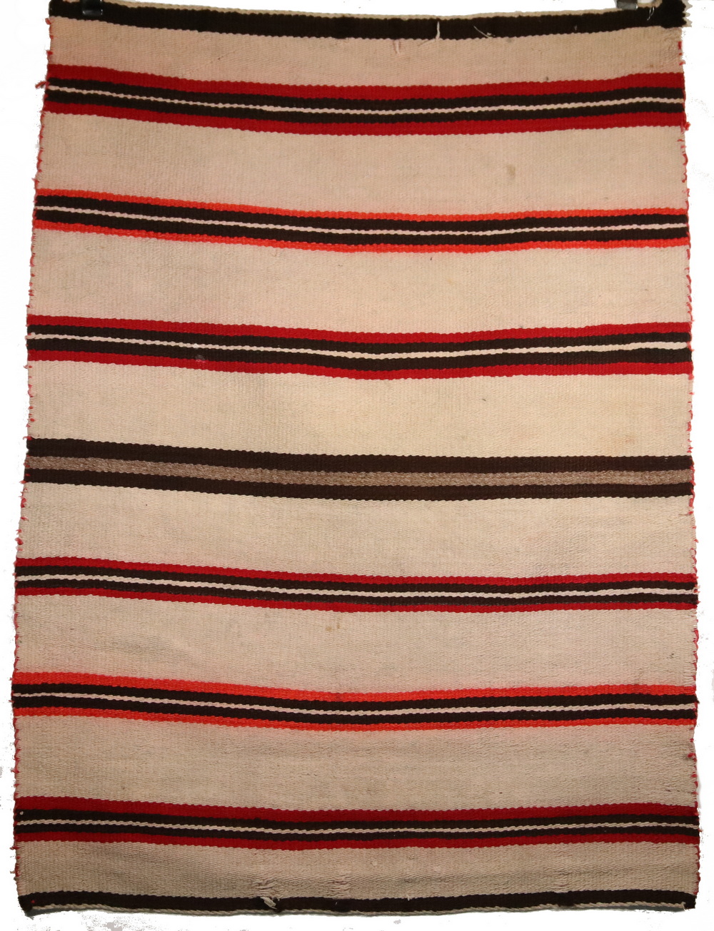 Appraisal: VINTAGE NAVAJO RUG Early Style Striped Wearing Blanket having red