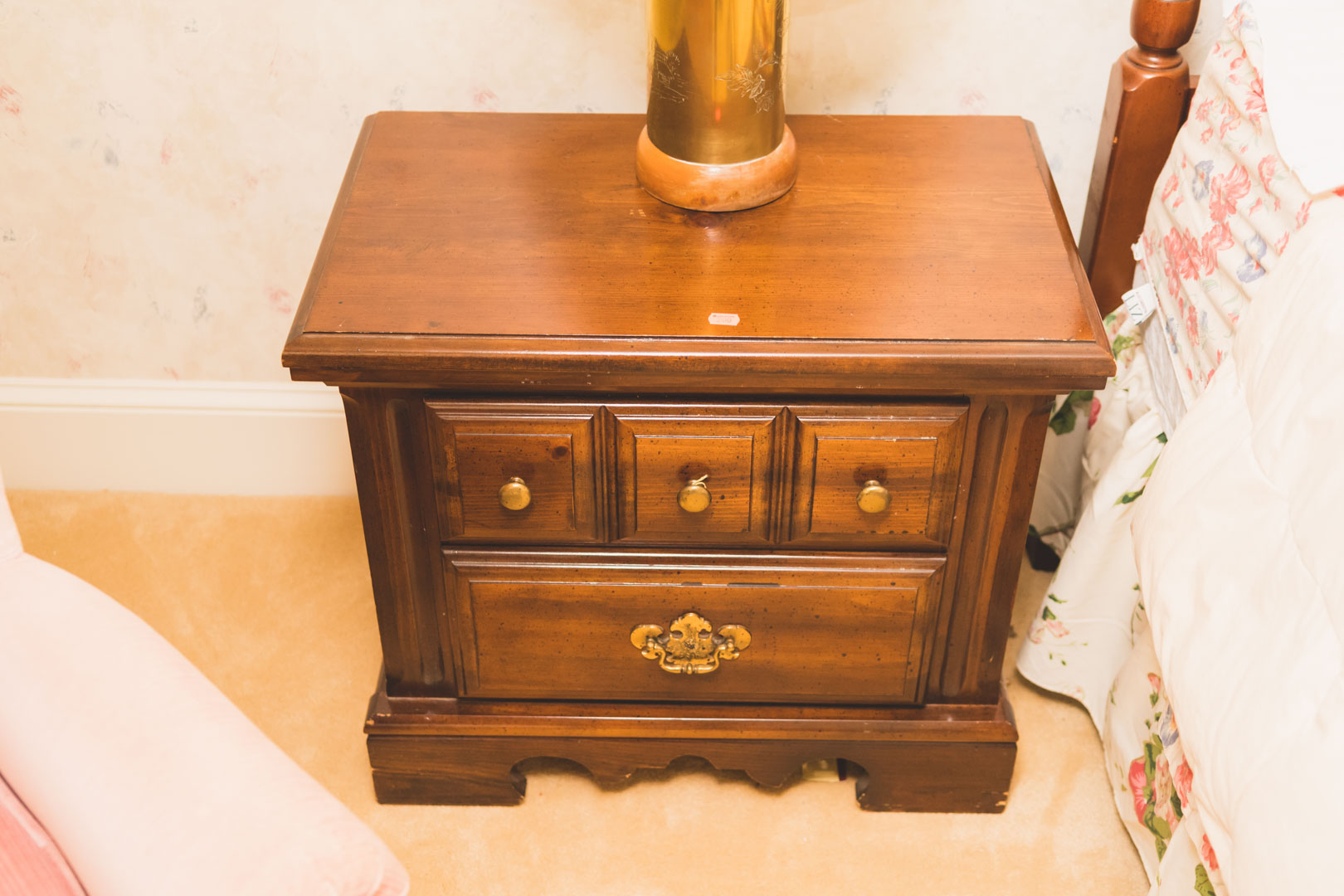 Appraisal: Two Chippendale style pine bedside stands in H in W