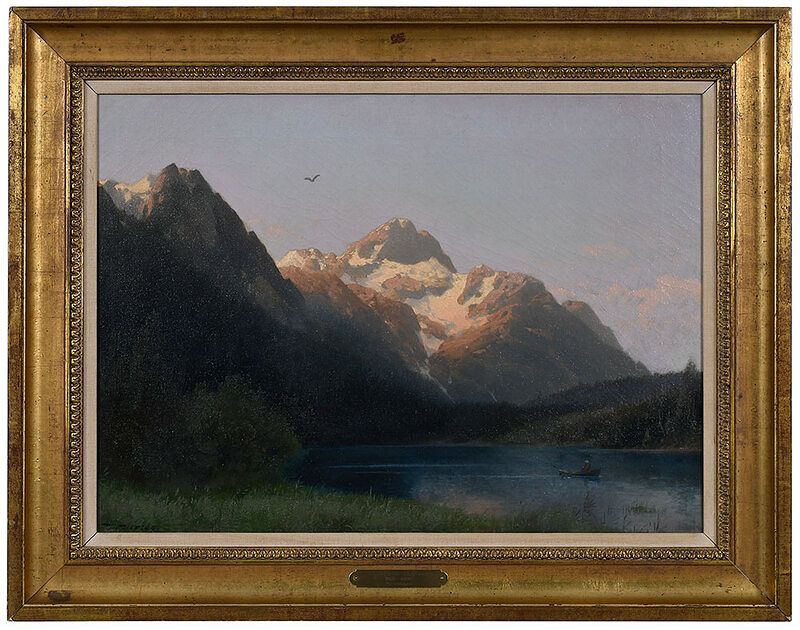 Appraisal: Hermann Herzog German America - Mountain Lake in Norway signed