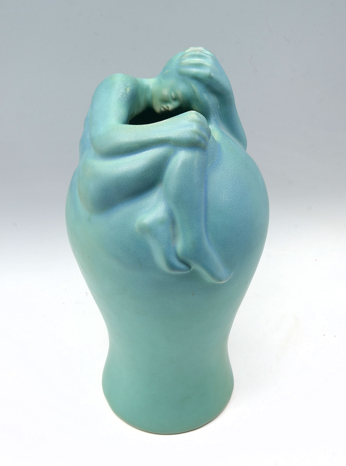 Appraisal: LARGE FIGURAL VAN BRIGGLE DESPONDENCY VASE Large Van Briggle Sea