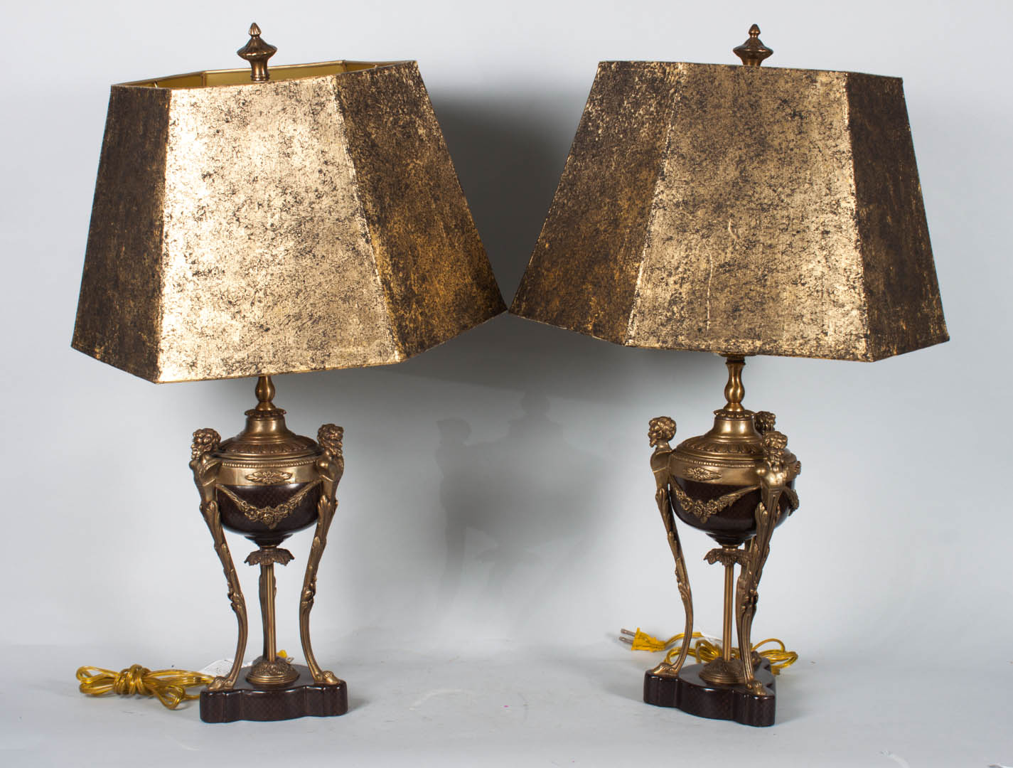 Appraisal: Pair of Louis XV style cassolette lamps patinated metal with