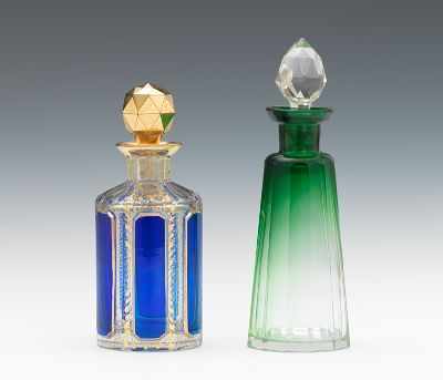 Appraisal: Two Cut Glass Perfume Bottles Possibly by Moser A gilt