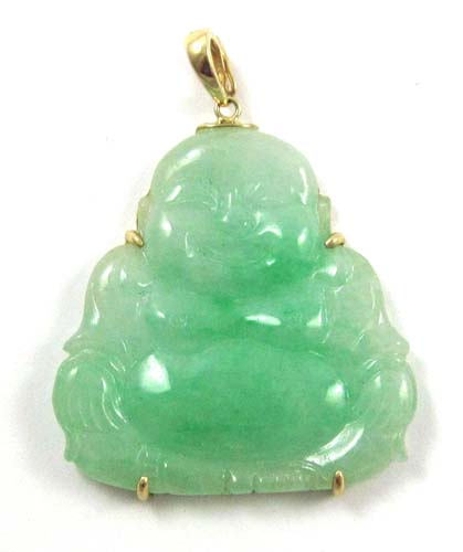 Appraisal: JADE AND FOURTEEN KARAT GOLD PENDANT the large green jade