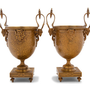 Appraisal: A Pair of Neoclassical Gilt Bronze Urn-Form Vases Circa -