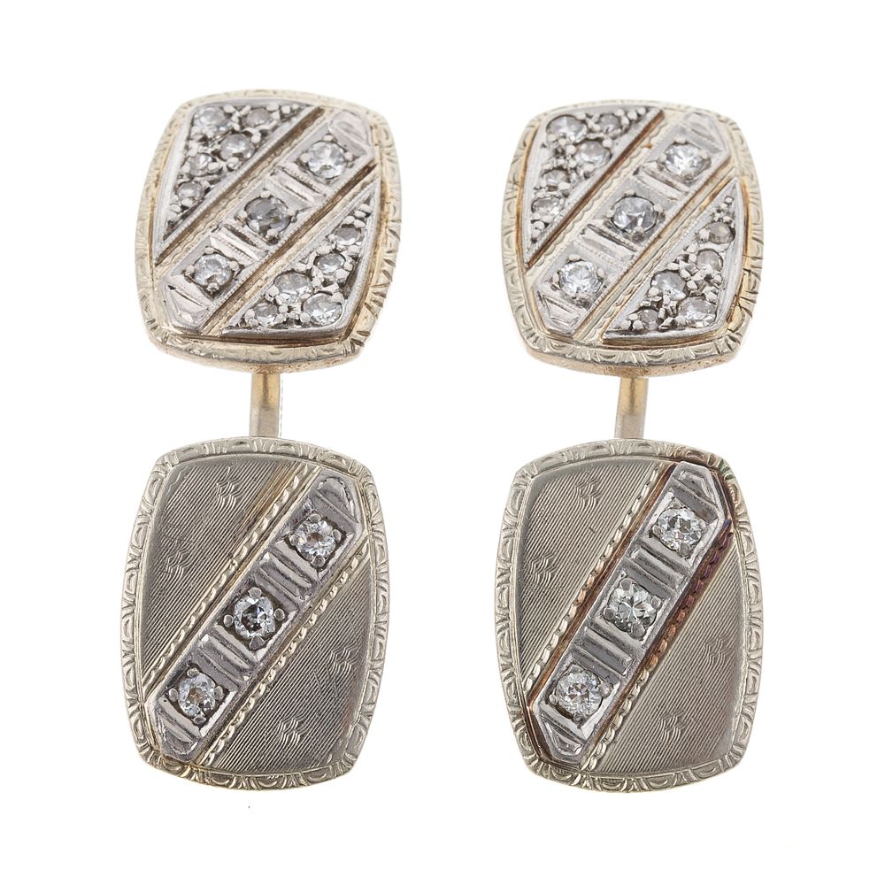 Appraisal: A Pair of Vintage Diamond Cufflinks in K K white