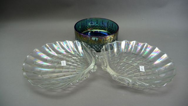 Appraisal: An amethyst carnival glass ashtray together with a pair of