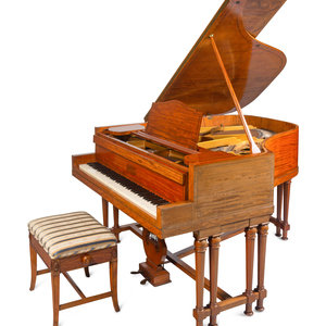 Appraisal: A Weber Mahogany and Marquetry Parlor Grand Piano New York