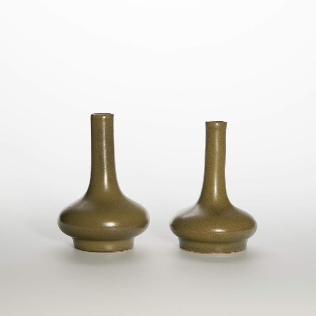 Appraisal: Two Chinese Teadust Glazed Porcelain Vases Each of compressed globular