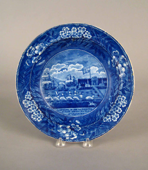 Appraisal: Historical blue Staffordshire soup plate th c depicting the Landing