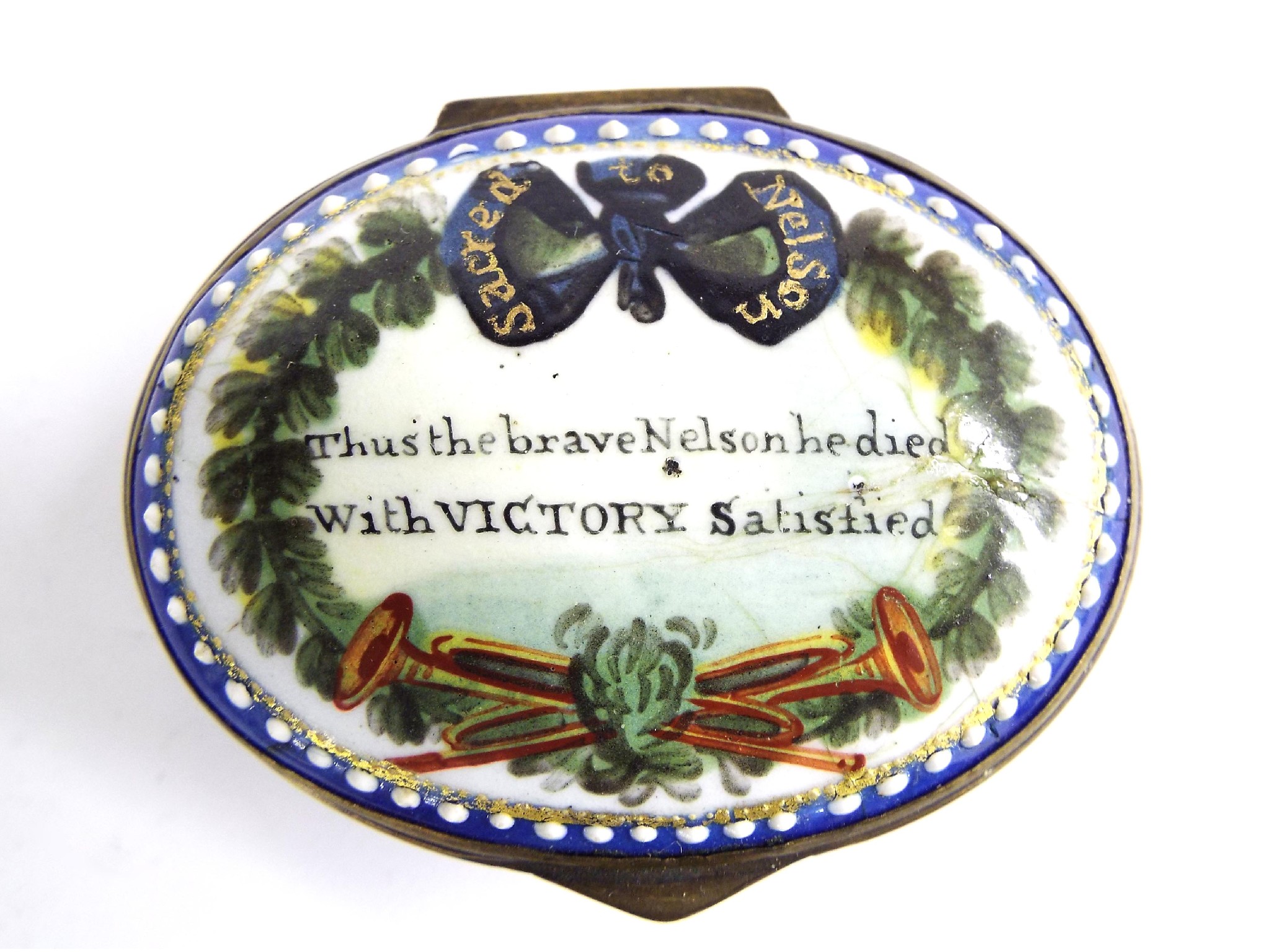 Appraisal: th century Bilston type in oval enamel patch box the