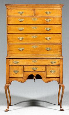 Appraisal: Rhode Island Queen Anne high chest maple with chestnut secondary