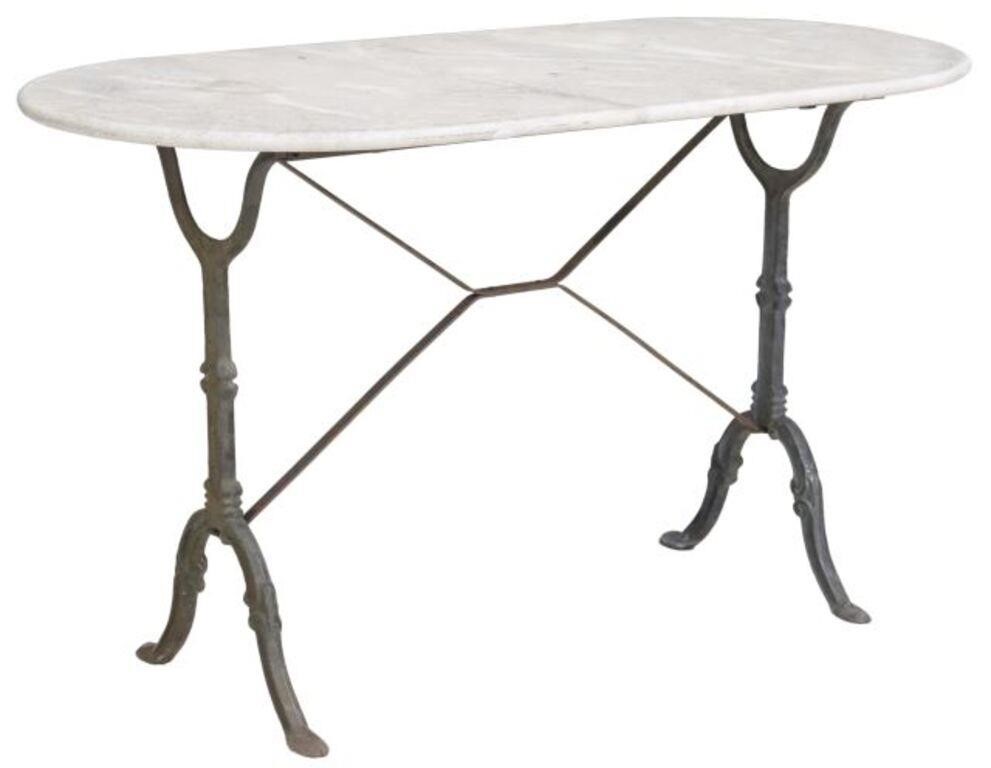 Appraisal: French bistro table th c having oval marble top rising