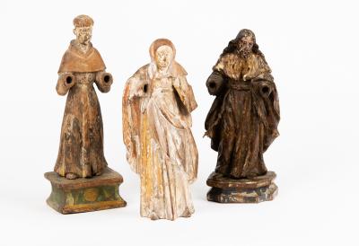 Appraisal: A carved lime wood figure of a saint with gilded