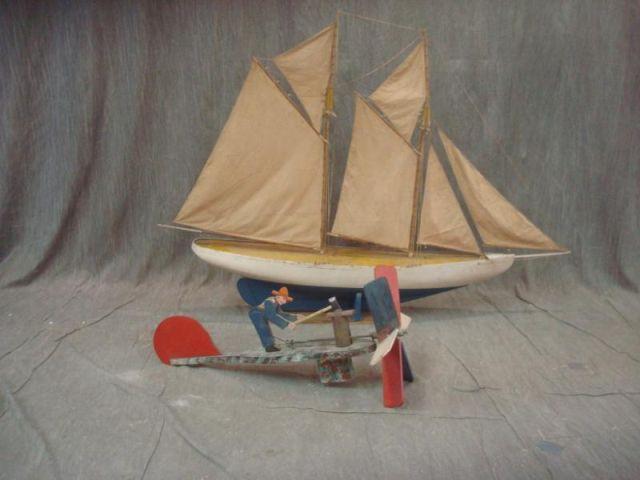 Appraisal: Antique Ship Model together with a Whirligig From an Eastchester