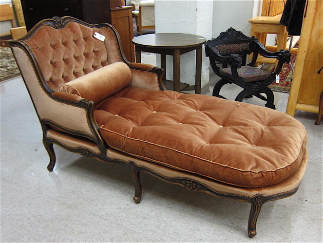 Appraisal: LOUIS XV STYLE WING-BACK CHAISE LONGUE Italy early th century